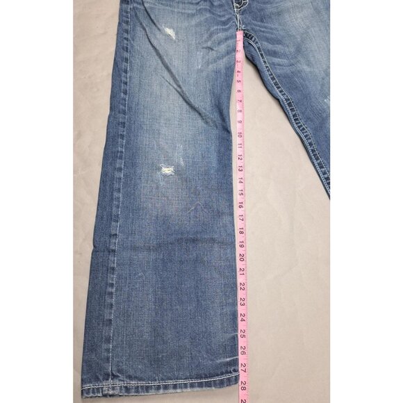 BKE Denim Mens Tyler Straight Distressed Blue Jeans Pants Sz 33S 100% Cotton - Picture 4 of 12